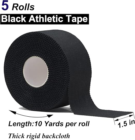 Athletic Sports Tape 5-Pack, Black Strong Adhesive Tape